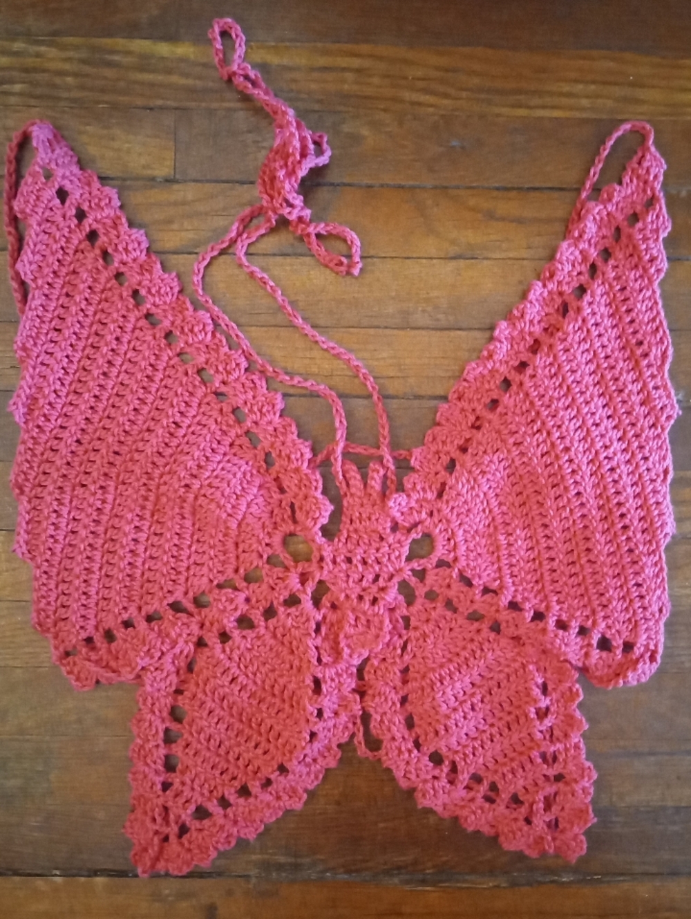 HAND CRAFTED Butterfly Crochet Top Crop Halter Festival Fashion Rave Beach S/M
